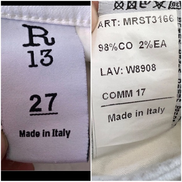 Sz 27 - R13 White Low Rise‎ Skinny Denim Jeans - Picture 10 of 15